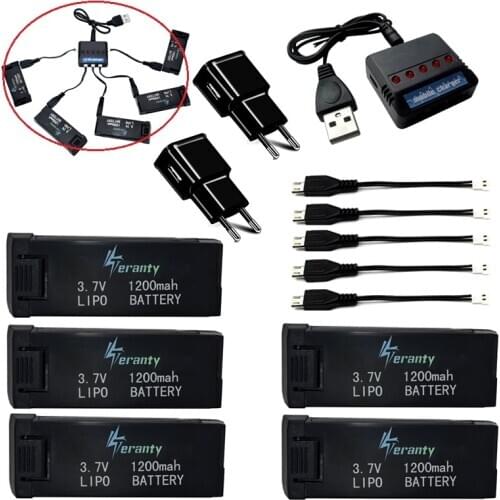 Upgraded 3.7V 1200mAH Lipo Battery and 5pcs Charger for E58 JY019 S168 For RC Quadcopter Spare Parts 3.7v RC Drone Battery