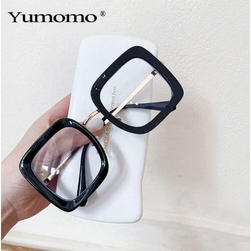 YUMOMO Overside Square Glasses Women Men Fashion Transparent Optical Glasses Frames Female Clear Eyeglasses UV400