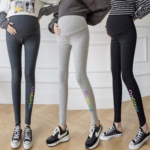 Autumn new style pregnant womens cotton color printing leggings fashion all-match stretch slim fit belly support pants