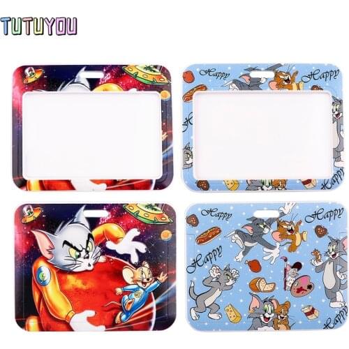 PC3133 Funny Cat Cartoon Mice Lanyard Card Holder Student Hanging Neck Mobile Phone Lanyard Badge Subway Access Card Holder