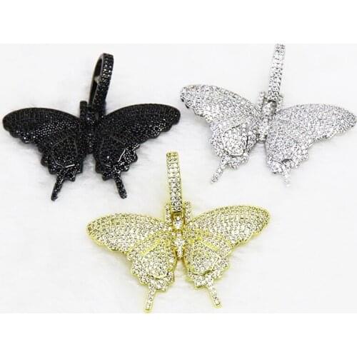 3 Pcs Zirconia Butterfly Pendant metal Butterfly Pendant Pave crystal Jewelry Necklace Accessories New design pendant 51590