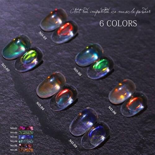 Nail Powder Holographic Nail Art Accessies Powder Holo Nail Powder Rainbow Dewdrop Mirror Effect Multi Color Manicure 27RC