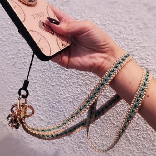 Phone Necklace Lanyar Braid Chain Wrist Strap Cloth Flower for iPhone 12 Mini 11 Pro Max XS For Huawei Xiaomi Vivo Samsung Honor