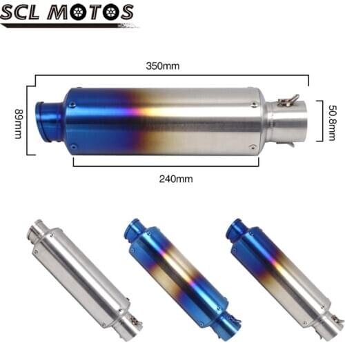 SCL MOTOS 1PC Universal 50.8mm Motocycle Stainless Steel Exhaust Muffler Pipe Moto Escape For KTM Yamaha Honda Dirt Bike