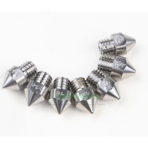 5pcs MK8 Titanium alloy / stainless steel nozzle TC4 0.3/0.4/0.6/0.8/1.0/1.2/1.5mm For 1.75mm Replicator MK7/MK8 Anet 3Dprinter