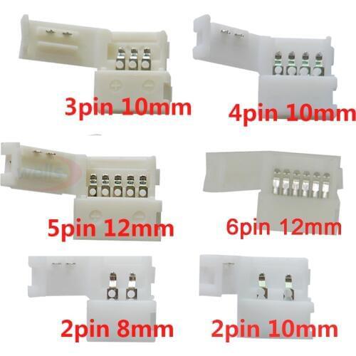 50~1000pcs 2pin 3pin 4pin 5pin 6pin led connector Clip, for 5050 3528 3014 WS2812b LED single color/ RGB RGBW RGBWW Strip light