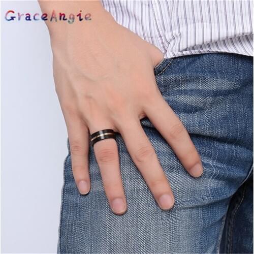 Top Mens Rings Black Pure Tungsten Carbide Wedding Engagement Band Ring for Man Fashion Trendy Jewelry Gift New 8MM bague homme