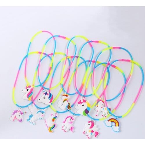 Unicorn Party Decoration Unicornio Rubber Necklace Birthday Party Decorations Kids Gifts Baby Shower Boy Girl Event Party Favors