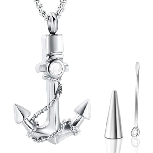 Anchor Memorial Stainless Steel Navigation Navy Cremation Pendant Necklace Urn Necklace For Ashes Jewelry Keepsake Pendant Gift