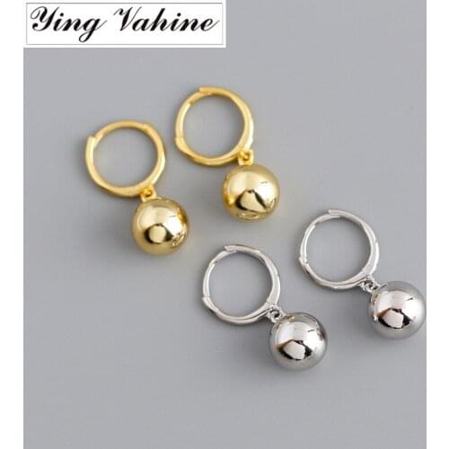 Ying Vahine 100% 925 Sterling Silver Small Ball Pendant Drop Earrings for Women