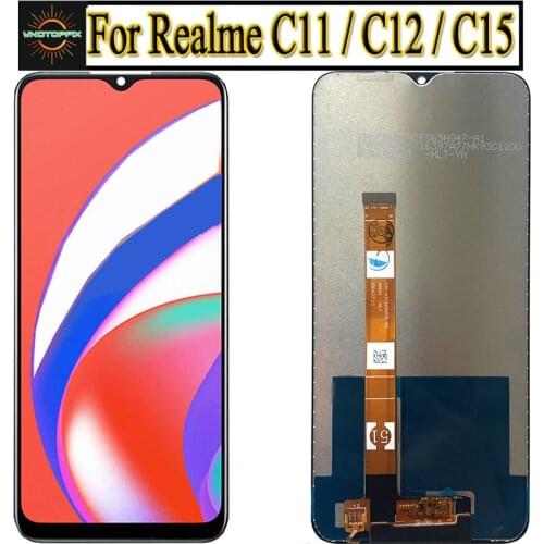 100% Tested For OPPO Realme C11 C15 RMX2185 LCD Display Touch Screen Digitizer Assembly Replacement Realme C12 LCD RMX2189 lcd