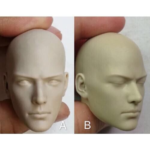 1/6 Scale Male Buddhist Monk Unpainted White Head with Opened/Closed Eyes Model for 12 inches Action Figure Accessory
