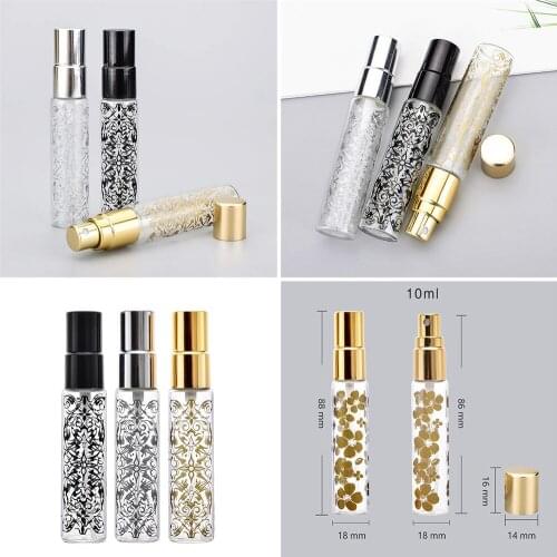 10ml Spray Bottle Portable Mini Anodized Aluminum Spray Nozzle Printed Empty Glass Perfume Bottles Cosmetics Container