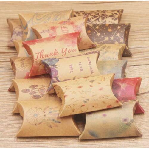 10pc Good luck Dreamcatcher jewelry package pillow box paper Marbel candy display box Flower design gifts pillow package box