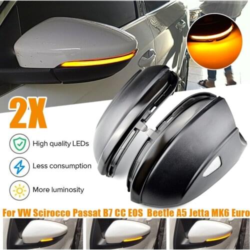 2pcs For VW Passat B7 CC Scirocco Dynamic Blinker Side Mirror indicator For EOS Light Beetle 2011 2014 LED Turn Signal Light