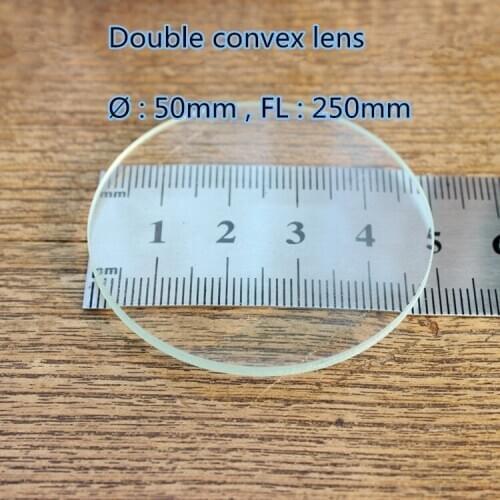 2 pcs double convex biconvex glass lens 50mm diameter 250mm focal length for physical optical Experiment