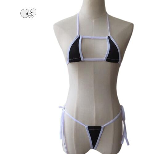 2020 Wild Style G-String Thong Micro Bikini Set Women Mini Biquini Beach Bathing Suit Halter Self-tie Swimsuit Swimwear Clubwear