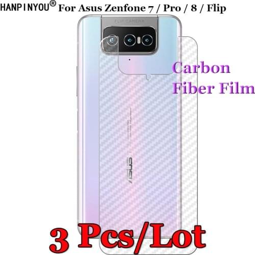 3 Pcs/Lot For Asus Zenfone 7 / Pro / 8 / Flip 3D Non-slip Carbon Fiber Back Film Screen Protector Protective Sticker (Not Glass)