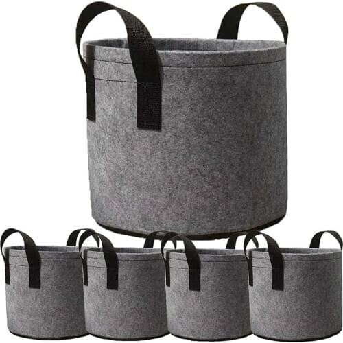 5-Pack 7 Gallon Grow Bags Heavy Duty Thickened Fabric Planting Pots with Strap Handles for Potato/Plant Gg (Grey)