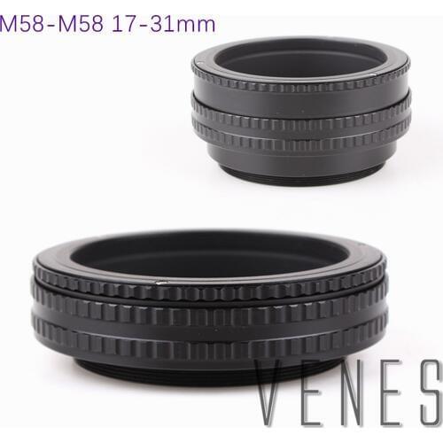 Venes M58 to M58 Mount Lens Adjustable Focusing Helicoid Macro Tube Adapter - 17mm to 31mm