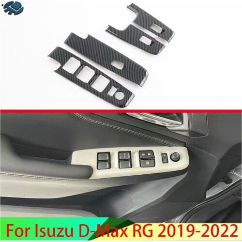 For Isuzu D-Max RG 2019-2022 Car Accessories Carbon Fiber Style Door Window Armrest Cover Switch Panel Trim Molding Garnish