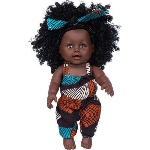 Black africa USA doll afro explode hair 30cm 12inch reborn pop dolls baby full silicone baby doll realistic doll