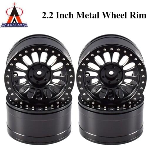 AUSTAR 4Pcs 2.2 Inch Metal Beadlock Wheel Rim Parts for 1/10 RC Rock Crawler Axial SCX10 AX10 RR10 Wraith Traxxas TRX-4 KM2