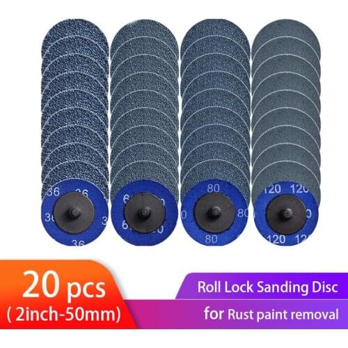 2"Zirconia Roloc Quick Change Sanding Discs Roll Lock R-Type Sandpaper Abrasive Disc 50mm 1/4" Holder paint Rust removal