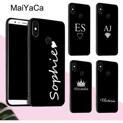 MaiYaCa Custom INITIALS Name Case For POCO X3 F2 Pro Case For Redmi Note 8 Pro 8T 7 9 9S 9A 9C For Mi Note 10 Lite A3