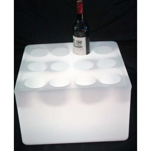 D43*H26cm LED Luminose Red Wine Rack Rechargeable Glow in dark Square Red Wine Holder PE Material for Wedding 4pcs/Lot