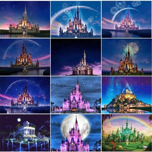 DOHAWIZS 5D Diamond Painting Cross Stitch Castle Architecture Landscape Full Square Drill Diamond Embroidery Handmade Home Decor