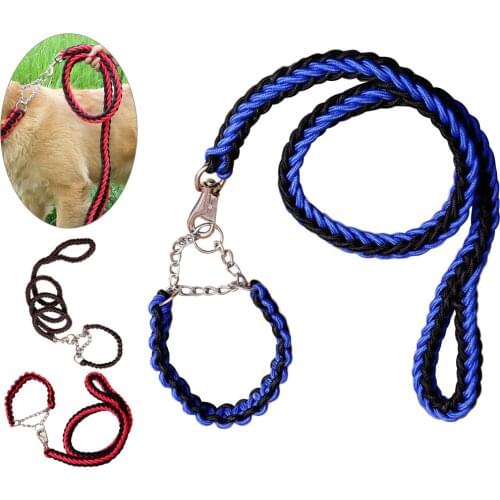 Double Strand Rope Large Dog Collar Metal P Chain Buckle National Color Pet Traction Rope Leashes Set For Big Dogs 1.3m Length