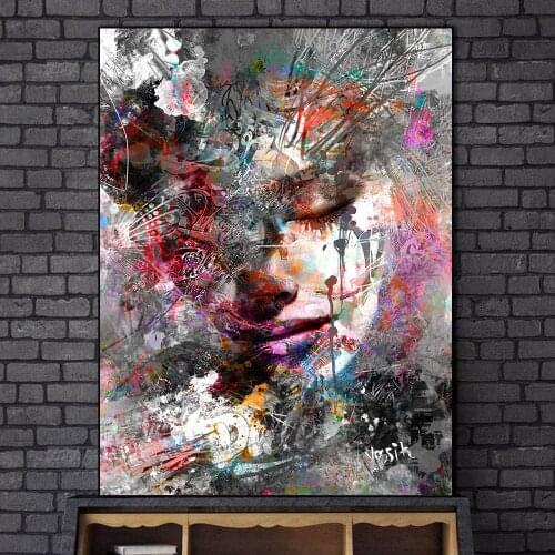 Graffiti Art Abstract Tearful Girl Wall Art Canvas Paintings Street Art Posters And Prints Line Art Pictures For Living Room