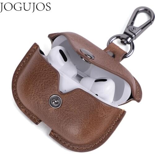 JOGUJOS Retro Genuine Leather Case for AirPods Pro Shockproof Cover for AirPods 3 Charging Box case Airpod Pro Dust Proof Case