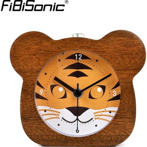 Chinese Zodiac Tiger Modern Snooze Backlight Wood Alarm Clock for Gift Wooden Desktop Table Alarm Clocks Saat Despertador