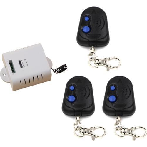 Hot Sales AC85V110V120V220V 1CH Remote Control Light Switch Relay Output Radio Receiver Module and3pcs Black and BlueTransmitter