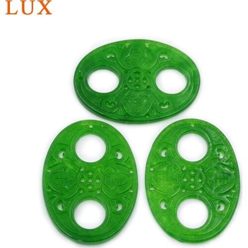 LUX oval hollowed out coin design green jades slice hand carved green jades slice gem stone slice for jewelry making