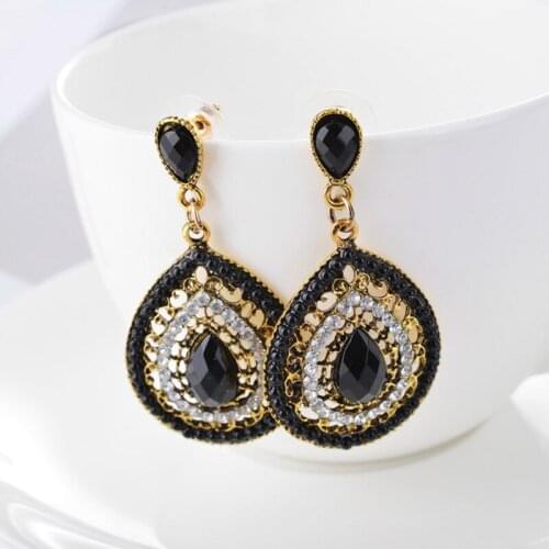 Fashion Simple Retro Imitation Bohemian Water Drops Connection Drop-shaped Earrings Female Gift Jewelry