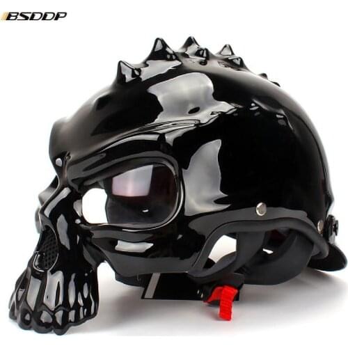 NEW Open Face Helmet Skull Motorcycle Helmet Retro Motorbike Half Face racing Moto Helmets Capacetes Casco Retro Casque