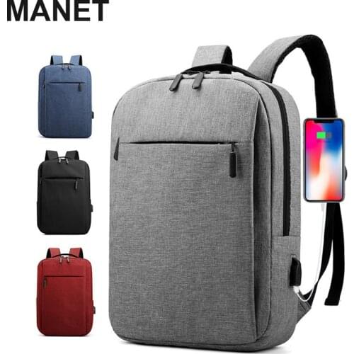 MANET USB Charging Mens Backpacks Anti-theft Laptop Backpack Large Capacity School Bag for Boy Fashion Computer Pack New bolsa