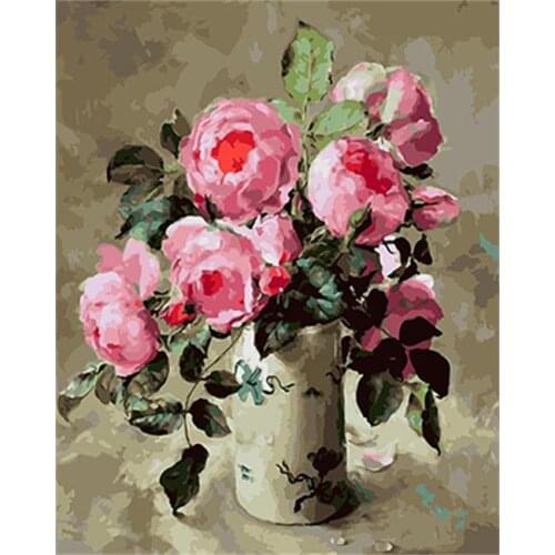 DRAWJOY Framed Flower DIY Painting By Numbers Wall Art DIY Canvas Oil Painting Home Decor For Living Room Wall Art