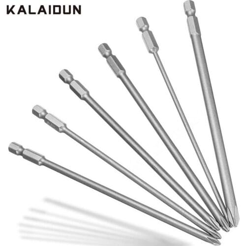 KALAIDUN Screwdriver Bit Set 1/4 Inch Magnetic Hex Cross Head PH1 PH2 Screwdriver Bits 6PCS/Set 150mm Alloy Steel For Appliances