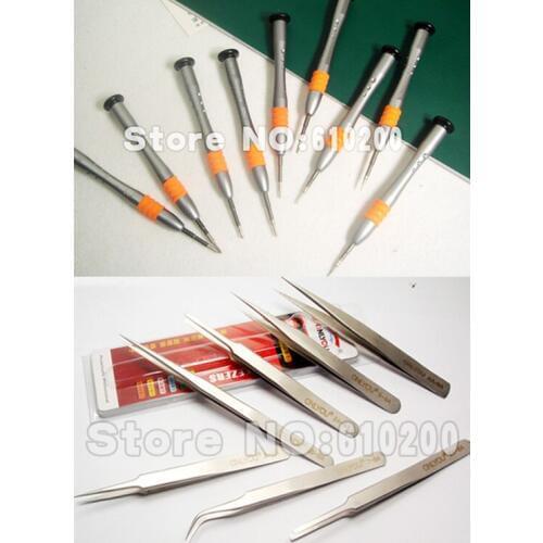 9/PCS Professional Precision Multifunction Screwdriver Set Tools Kit+7/PCS Tweezers Set For SAMSUNG Iphone4S/5/5S HTC