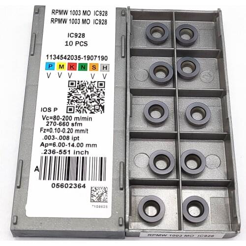 10PCS RPMW1003MO IC928 carbide insert RPMW1003 MO IC928 turning tool machine tool parts milling cutter
