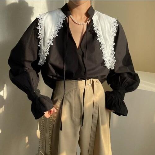 New Oversize Women Blouses Spring Tops Femme Casual Lace Womens Blouse Fall Girls Shirt Long Sleeve Plus Size Blusas Summer
