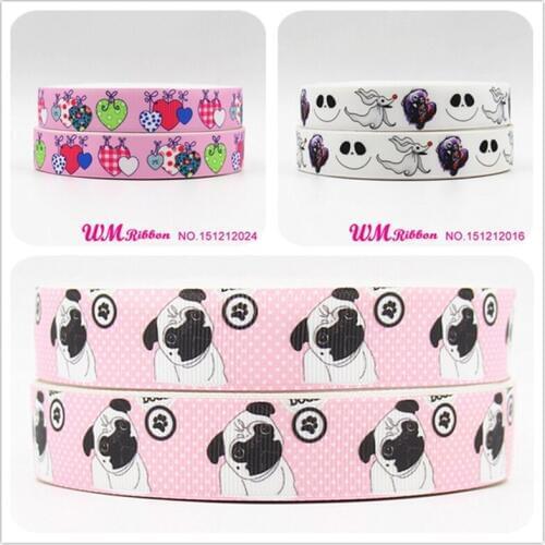 Q&N OEM ribbon 7/8inch 22mm OEM cartoon dog printed grosgrain ribbon 50yds/roll free shipping for hair tie headband
