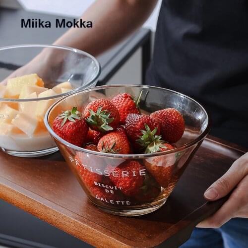 Japanese Style Glass Salad Bowl Transparent Heatproof Fruits Dessert Storage Bowl for Home Store Kitchen Tools