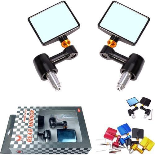 Universal Motorcycle 7/8" 22mm Handlebar End Square CNC Rear View Side View Mirror Suitable for Honda Yamaha Suzuki Harley