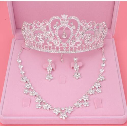 Gorgeous Heart Wedding Tiara Jewelry Sets Diadem Shiny Bridal Crown Queen Tiaras Shinning Rhinestone Crystal Hair Jewelry Sets
