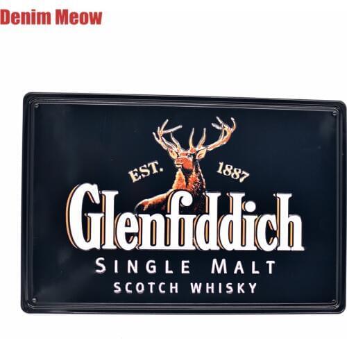 Famous Whisky Vintage Embossed Metal Tin Signs Casino Bar Pub Decorative Plates Wall Stickers Black BEER Plaque Art Poster SS4